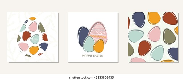 Easter cards set with hand drawn  eggs