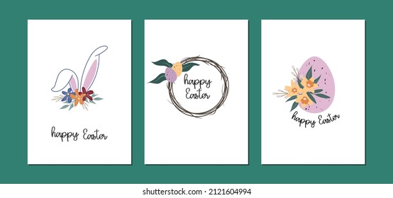 Easter Cards Vector Set, Happy Easter Prints