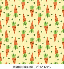 Easter Carrots on Yellow Seamless Pattern Design