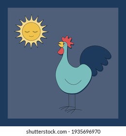 Osterkarikaturroster und Sonne im Frühling