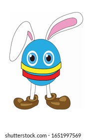 Caricaturas de Pascua aisladas en fondo blanco, huevos azules de Pascua como vector