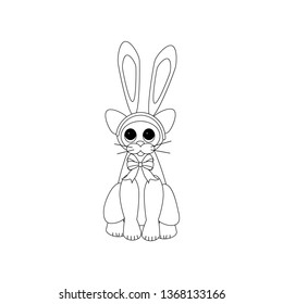 Easter cat outline on the white background. Vector illustration