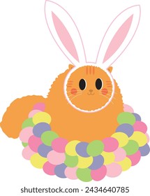 Easter cat,Cute Easter cat illustration,Happy Easter cat graphic,
Easter basket cat,