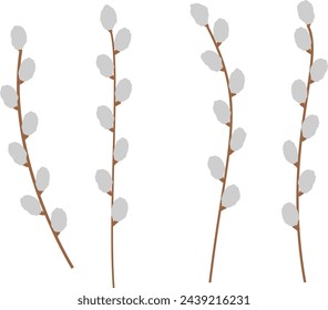 easter catkin spring willow branch collection set