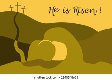 Easter cave crosses radiance. Vector illustration. stock image. 