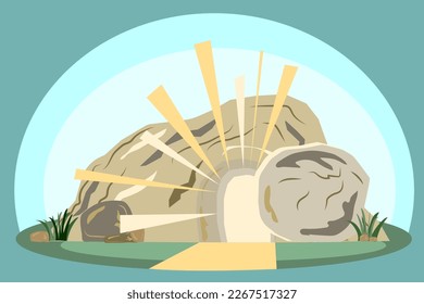 Easter cave stone. Vector illustration.