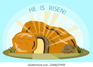 Easter cave stone. Vector illustration.