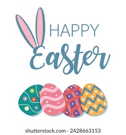 Easter celebration concept eggs on the white background, Easter day banners, posters and template design vector illustration.