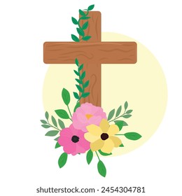 easter celebration. cross christian isolated on white background