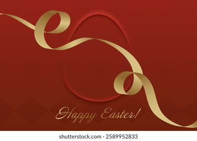 Easter Celebration. Elegant Easter greeting, golden ribbon, deep red tones, sacred holiday, Christs resurrection, Christian faith, church tradition, blessing, devotion, springtime joy.