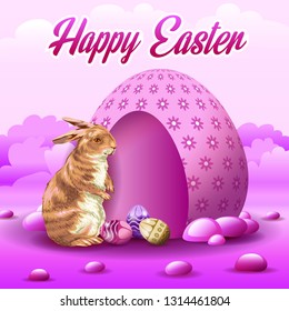 Easter Celebration with hare near to its shell