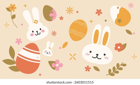 Easter celebration illustrations featuring rabbits and Easter eggs
