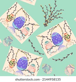 Easter celebration pattern with a set of decorated eggs
