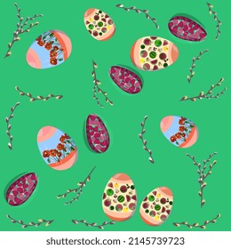 Easter celebration pattern with a set of decorated eggs