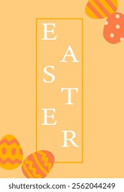 Easter celebration poster with colorful patterned eggs on pastel background. Easter abstract modern geometry card.