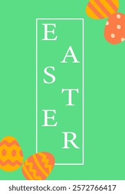 Easter celebration poster design with colorful eggs theme.