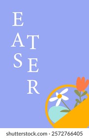 Easter celebration poster design with floral accents.