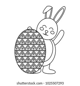 easter celebration with rabbit behind the big egg