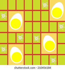 Easter celebration a seamless pattern with eggs and daisies