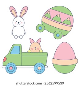 Easter Celebration Vector Illustrations | Festive Graphics on White Background