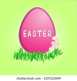 Easter celebration , vector paper, pink egg shape  and flower-เวกเตอร์