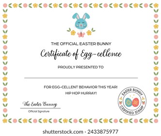 Certificado de Pascua de Conejito de Pascua para niños. Certificado de excelencia para el comportamiento intestinal, regalo de Pascua, carta para niños. Agradecimiento de los niños. Juegos y actividades imprimibles de Pascua.