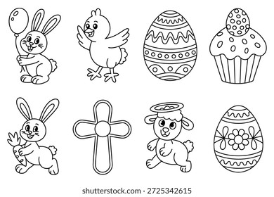 Caracteres da Páscoa e decorações coelhinho