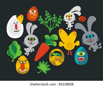 Easter characters for your design. Vector illustration.