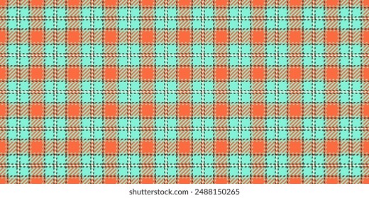 Easter check tartan textile, gift fabric plaid seamless. Variety pattern background texture vector in teal and red colors palette.
