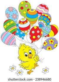 Easter Chick with balloons