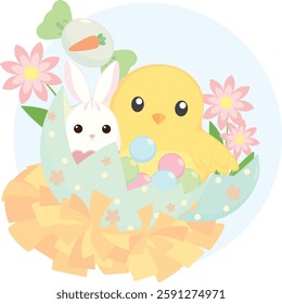 Easter Chick with Candy and Flower