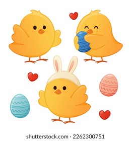 Easter chick and egg vector element sticker set