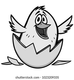 Easter Chick Illustration - A vector cartoon illustration of a Chick breaking out of a shell.