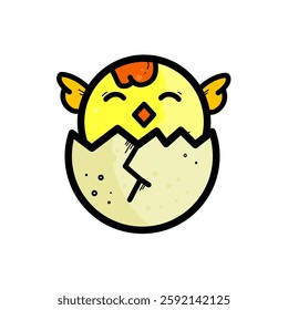 easter chick jumping out of a cracked egg