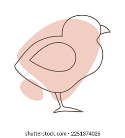 Easter chick line art style Contemporary design. Vector illustration