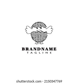 diseño de icono de dibujos animados con el logotipo de chick de pascua ilustración vectorial aislada negra moderna
