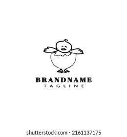 easter chick logo cartoon icon design template black modern isolated vector illustration