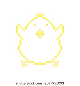 Easter chick  in pixel art style on a white isolated background. Gaming  bit element