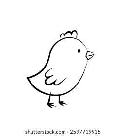 Easter chick simple black line icon, chicken blank vector design element