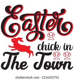 Easter chick in the town t shirt design, vector file.