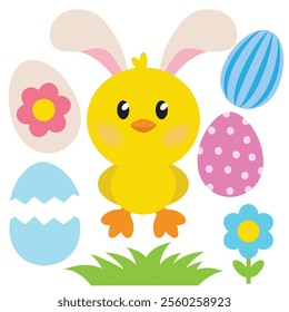 Easter chick vector cartoon illustration