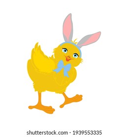 Una chica de Pascua con orejas conejitas ilustra vectoriales sobre el fondo blanco. Ilustración del vector