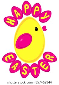 Easter chick with the words Happy Easter