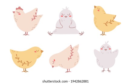 Aves de pollo de Pascua - niños camisas de vector pastel