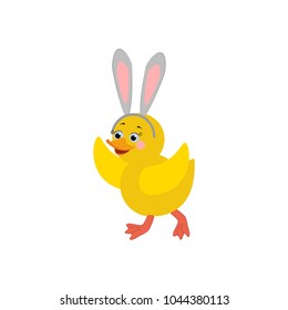 Easter chicken with ears on the white background. Vector illustration