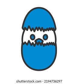 Easter Chicken In Egg Icon. Editable Bold Outline With Color Fill Design. Vector Illustration.
