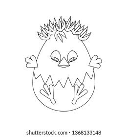Easter chicken egg outline on the white background. Vector illustration