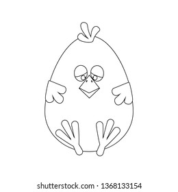 Easter chicken egg outline on the white background. Vector illustration
