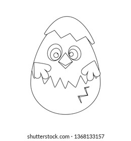 Easter chicken egg outline on the white background. Vector illustration