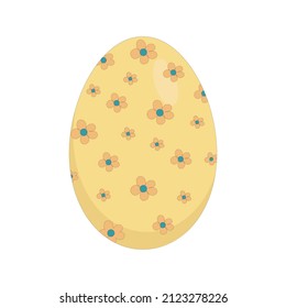 easter chicken egg in yellow color with flowers